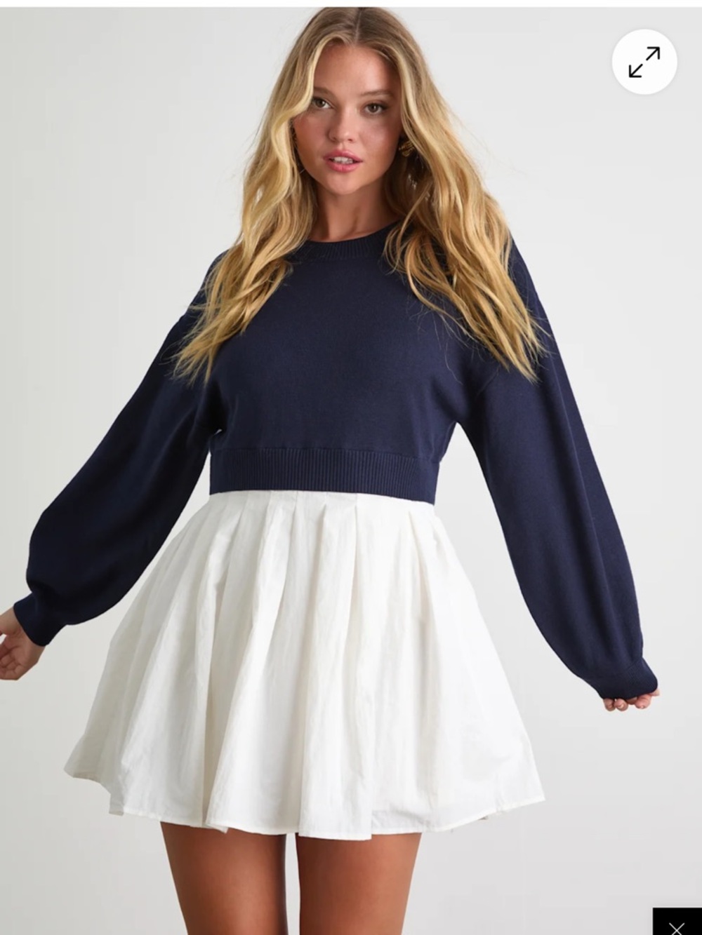 Lulus White Pleated Mini Skirt - Women's Flared Skirt NWT - Picture 3 of 6